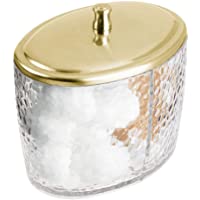 mDesign Algodonero con tapa – Práctico frasco transparente para discos de algodón con 2 compartimentos – Elegante frasco…